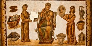Körperpflege im Alten Rom, Mosaik, im: Museé national de Carthage, Byrsa, Tunesien